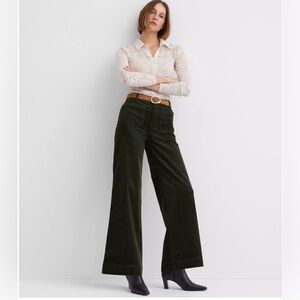LOFT Palmer Wide Leg Corduroy Pants – Mountain Evergreen| Chic & Comfortable
